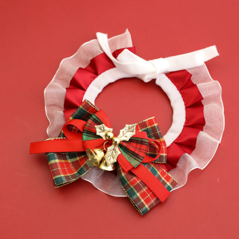 Cute cat and dog necklace with lace bow and bell