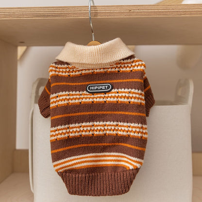 Warm Striped Pet Sweater – Soft Fleece Pullover