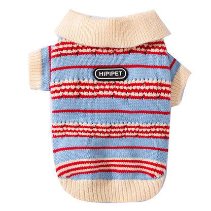 Warm Striped Pet Sweater – Soft Fleece Pullover