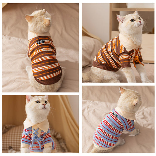 Warm Striped Pet Sweater – Soft Fleece Pullover