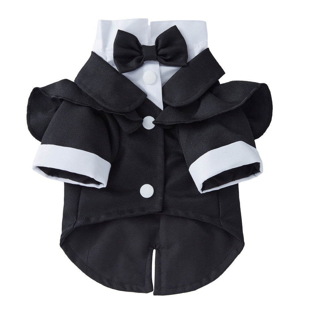 Pet Black Wedding Suit-Formal Tuxedo Outfit with Bow Tie for Dogs & Cats