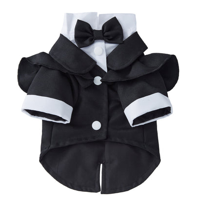 Pet Black Wedding Suit-Formal Tuxedo Outfit with Bow Tie for Dogs & Cats