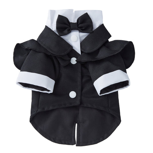 Pet Black Wedding Suit-Formal Tuxedo Outfit with Bow Tie for Dogs & Cats