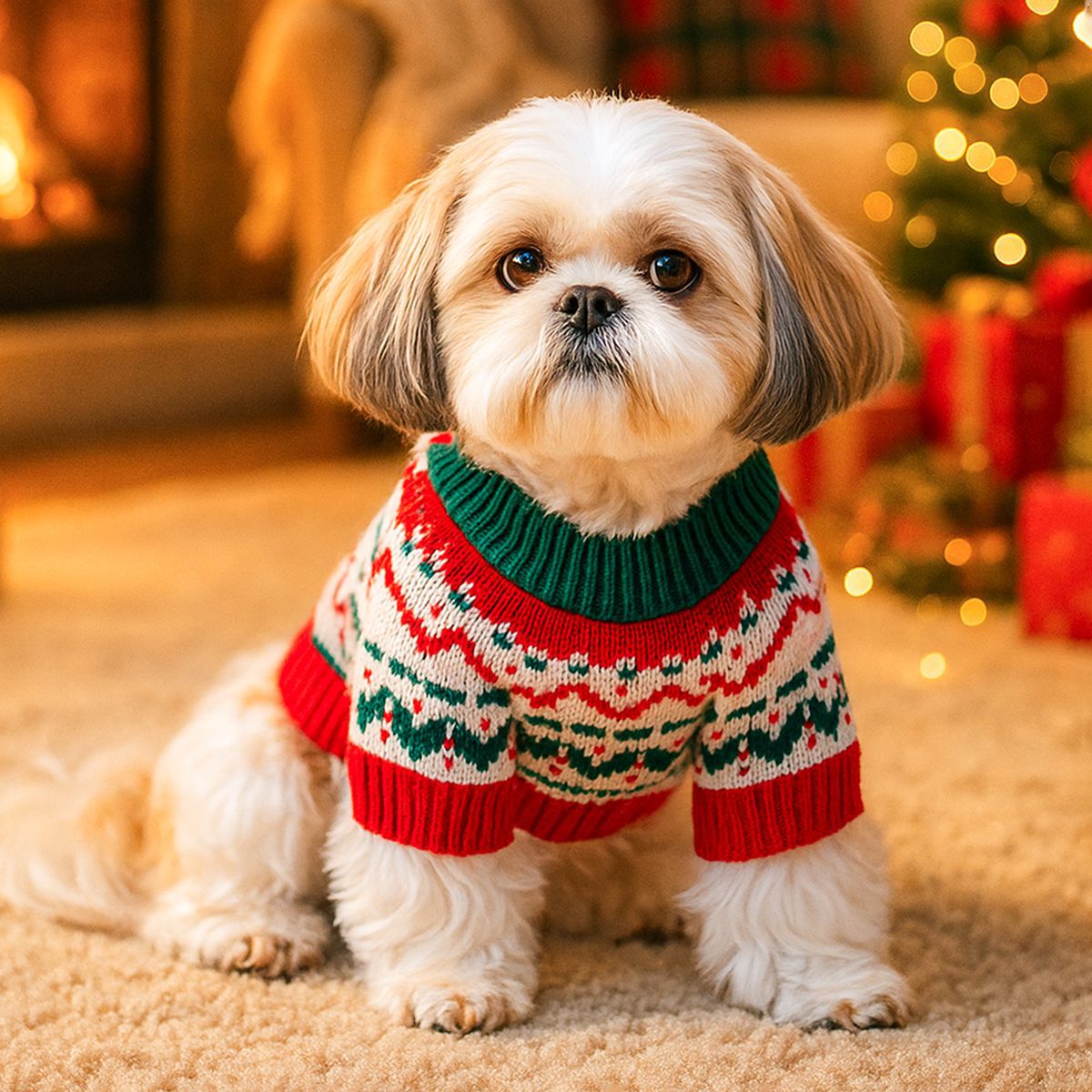 Comfortable and warm Christmas pet sweaters, available in different patterns