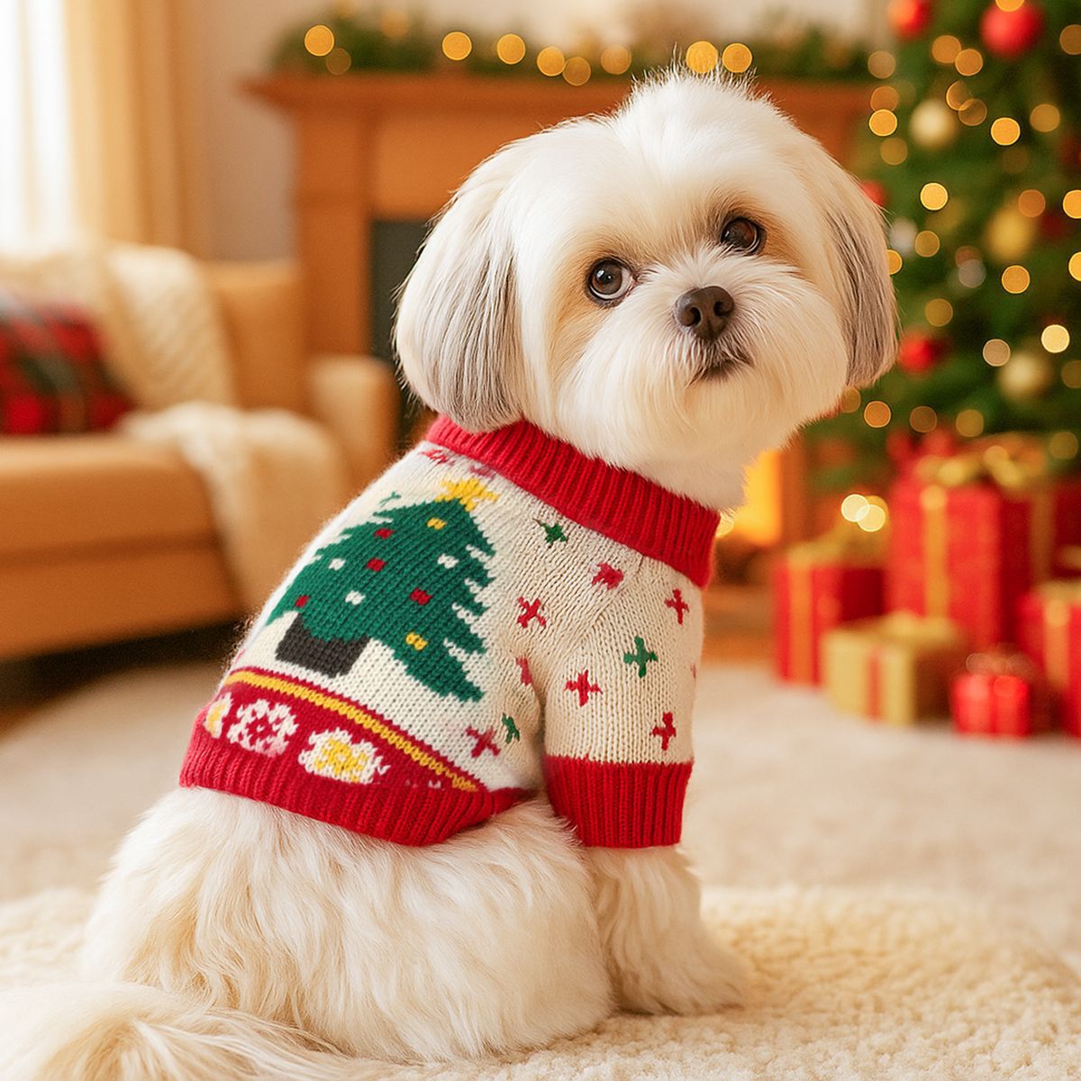 Comfortable and warm Christmas pet sweaters, available in different patterns