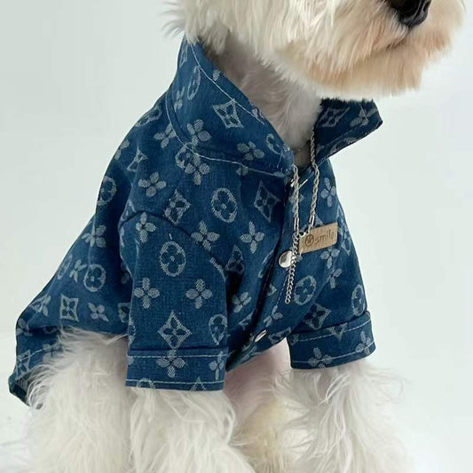 LV Style Denim Pet Jacket