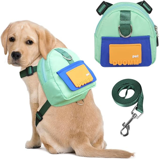 Dog Backpack Harness with Leash – Adjustable, Lightweight & Storage-Friendly