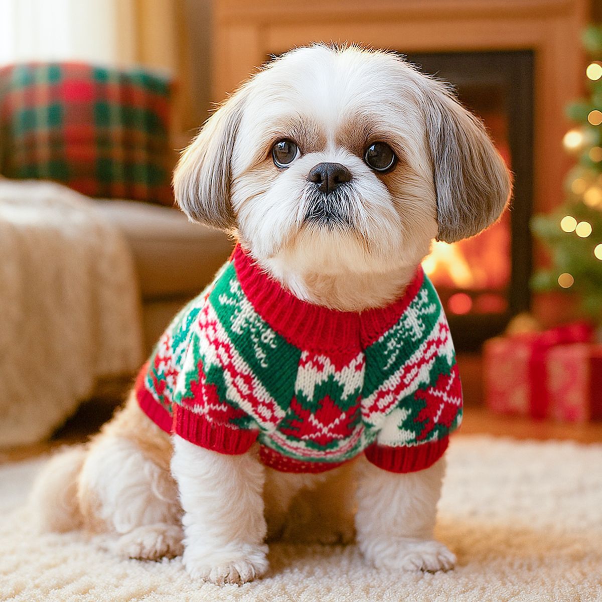 Comfortable and warm Christmas pet sweaters, available in different patterns