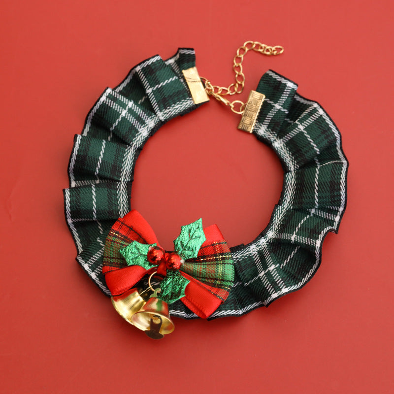 Satin checkered choker, luxurious lace neckband with shiny bow