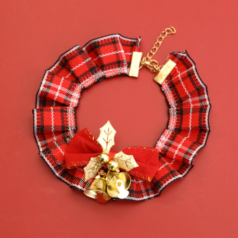 Satin checkered choker, luxurious lace neckband with shiny bow