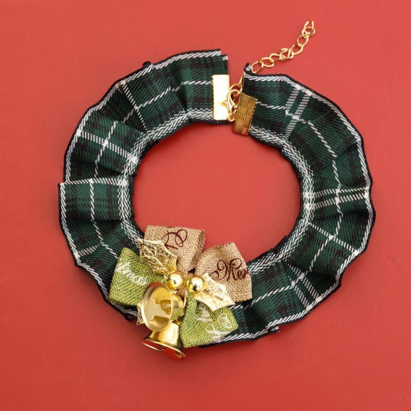 Satin checkered choker, luxurious lace neckband with shiny bow