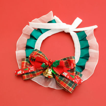 Cute cat and dog necklace with lace bow and bell